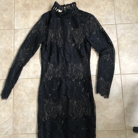 Nasty Gal Black Lace Mini Dress - Picture 1 of 2